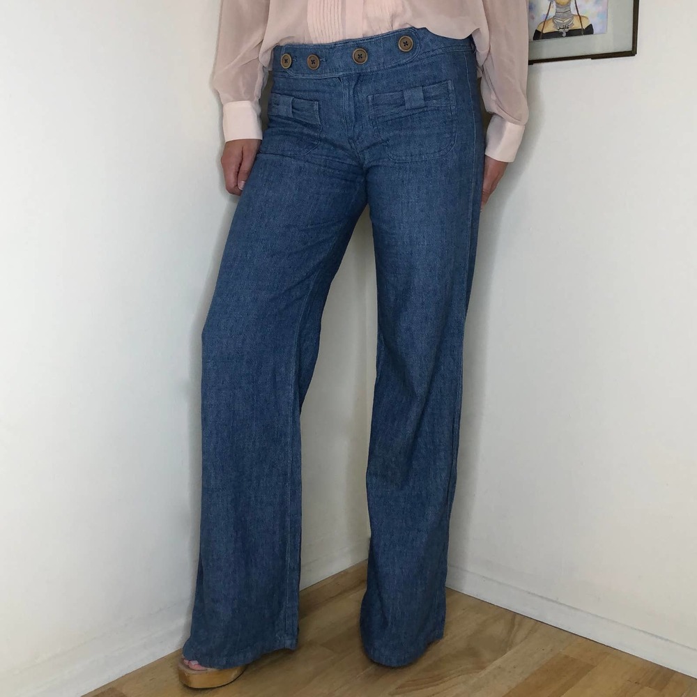 Nordstrom Wide Leg Chambray Denim Jean Pants